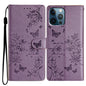 Butterflies and Flowers Leather Phone Case, For iPhone 13, For iPhone 13 mini, For iPhone 12 / 12 Pro, For iPhone 12 Pro Max