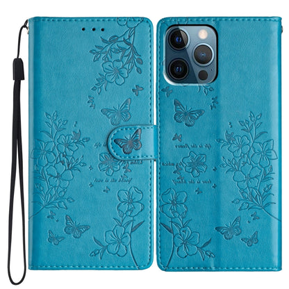 Butterflies and Flowers Leather Phone Case, For iPhone 13, For iPhone 13 mini, For iPhone 12 / 12 Pro, For iPhone 12 Pro Max