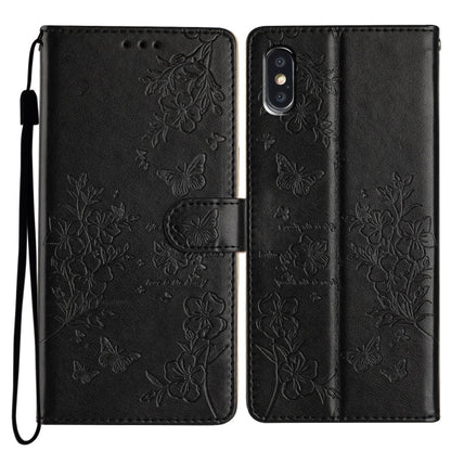 Butterflies and Flowers Leather Phone Case, For iPhone XS / X, For iPhone XR, For iPhone XS Max, For iPhone 8 Plus / 7 Plus