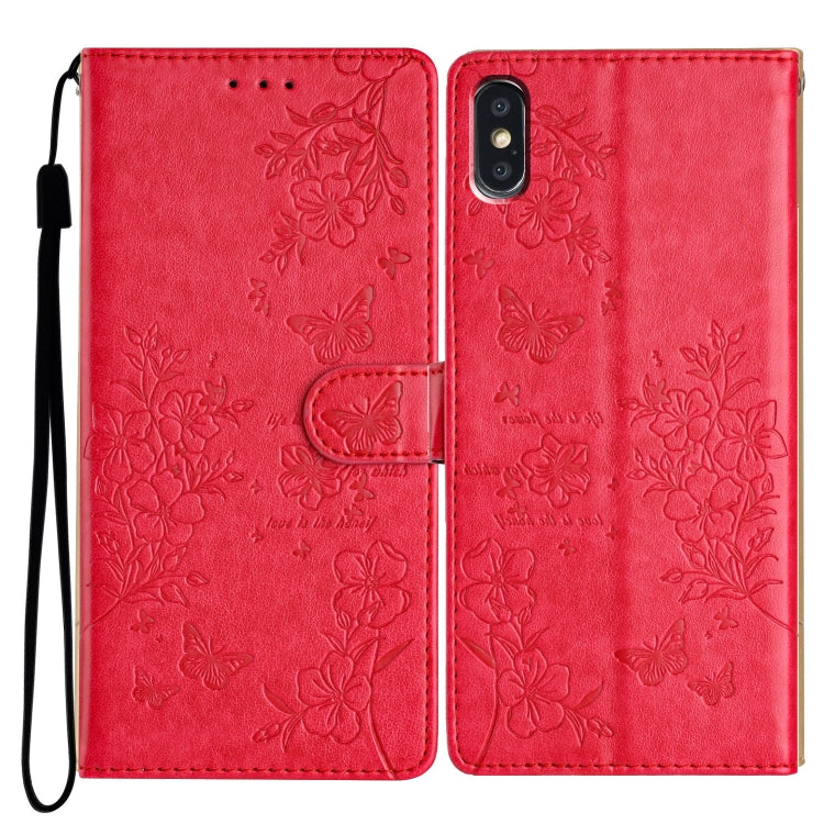 Butterflies and Flowers Leather Phone Case, For iPhone XS / X, For iPhone XR, For iPhone XS Max, For iPhone 8 Plus / 7 Plus