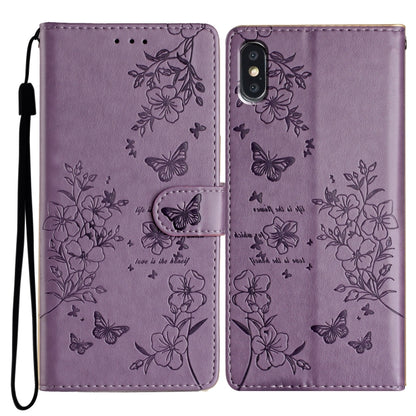 Butterflies and Flowers Leather Phone Case, For iPhone XS / X, For iPhone XR, For iPhone XS Max, For iPhone 8 Plus / 7 Plus