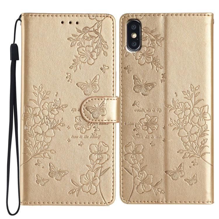 Butterflies and Flowers Leather Phone Case, For iPhone XS / X, For iPhone XR, For iPhone XS Max, For iPhone 8 Plus / 7 Plus