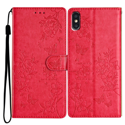 Butterflies and Flowers Leather Phone Case, For iPhone XS / X, For iPhone XR, For iPhone XS Max, For iPhone 8 Plus / 7 Plus