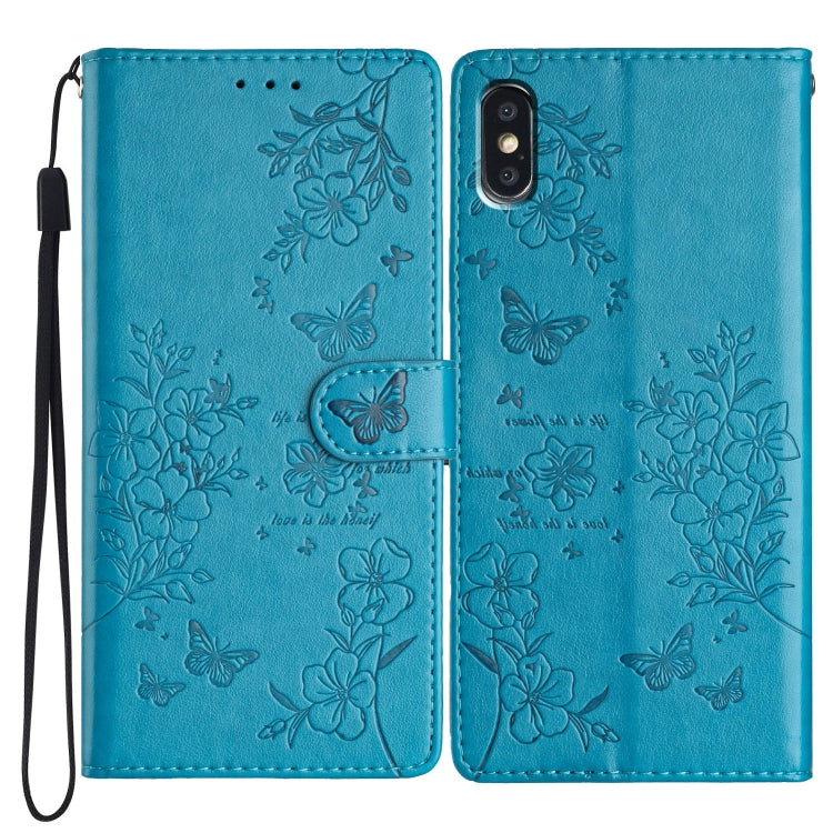 Butterflies and Flowers Leather Phone Case, For iPhone XS / X, For iPhone XR, For iPhone XS Max, For iPhone 8 Plus / 7 Plus