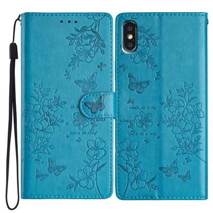 Butterflies and Flowers Leather Phone Case, For iPhone XS / X, For iPhone XR, For iPhone XS Max, For iPhone 8 Plus / 7 Plus
