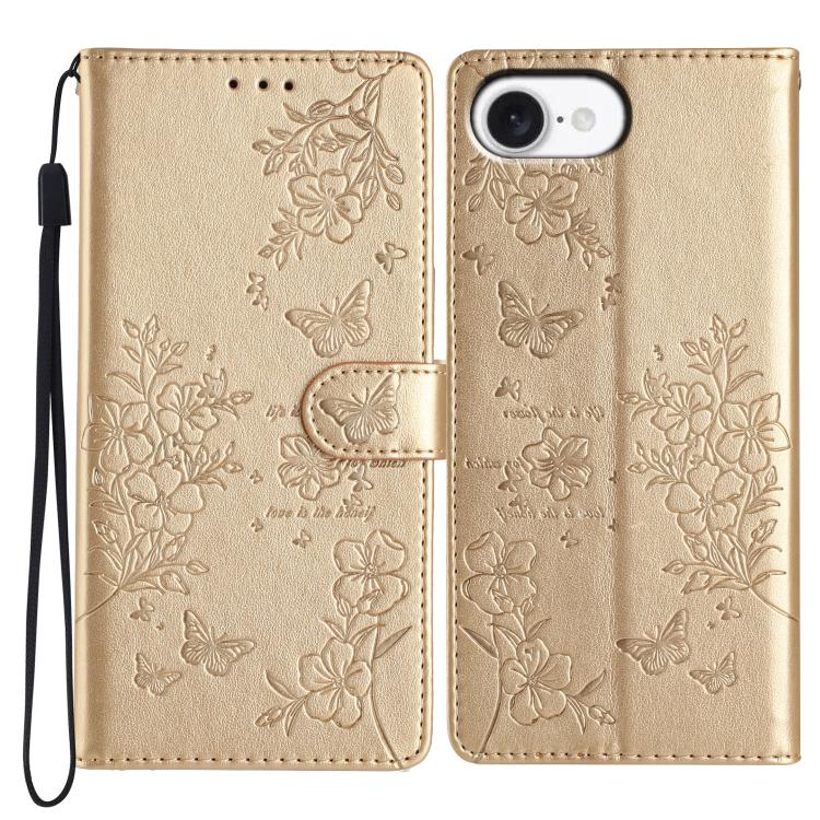 Butterflies and Flowers Leather Phone Case, For iPhone 18 Pro, For iPhone 18 Pro Max, For iPhone 17e / 16e, For iPhone 16 Pro Max