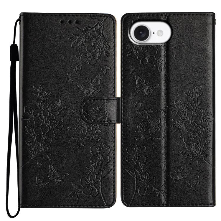 Butterflies and Flowers Leather Phone Case, For iPhone 18 Pro, For iPhone 18 Pro Max, For iPhone 17e / 16e, For iPhone 16 Pro Max