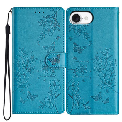 Butterflies and Flowers Leather Phone Case, For iPhone 17e / 16e, For iPhone 16 Pro Max, For iPhone 16 Pro, For iPhone 16 Plus