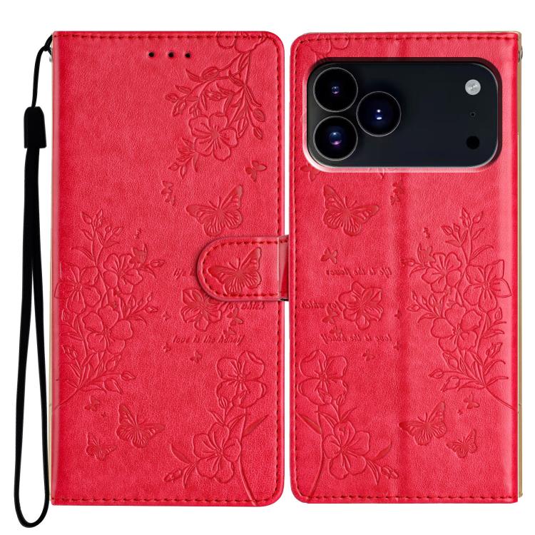 Butterflies and Flowers Leather Phone Case, For iPhone 18 Pro, For iPhone 18 Pro Max, For iPhone 17e / 16e, For iPhone 16 Pro Max