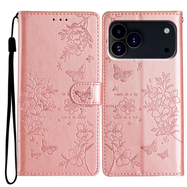 Butterflies and Flowers Leather Phone Case, For iPhone 18 Pro, For iPhone 18 Pro Max, For iPhone 17e / 16e, For iPhone 16 Pro Max