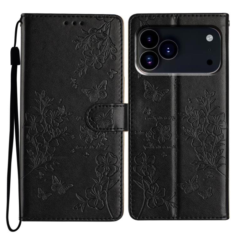 Butterflies and Flowers Leather Phone Case, For iPhone 18 Pro, For iPhone 18 Pro Max, For iPhone 17e / 16e, For iPhone 16 Pro Max