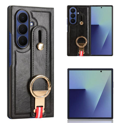 Wristband Leather Back Phone Case, For Samsung Galaxy Z Fold7 5G, For Samsung Galaxy Z Flip7 5G, For Samsung Galaxy Z Fold6
