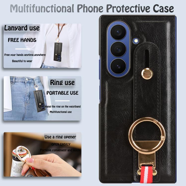 Wristband Leather Back Phone Case, For Samsung Galaxy Z Fold7 5G, For Samsung Galaxy Z Flip7 5G, For Samsung Galaxy Z Fold6