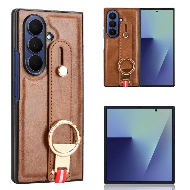 Wristband Leather Back Phone Case, For Samsung Galaxy Z Fold7 5G, For Samsung Galaxy Z Flip7 5G, For Samsung Galaxy Z Fold6