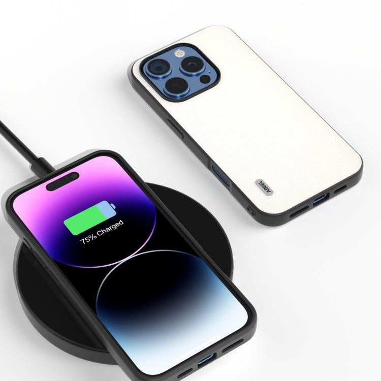 ABEEL Black Frame Genuine Leather Elegant Phone Case, For iPhone 16 Pro Max, For iPhone 16 Pro, For iPhone 16 Plus, For iPhone 16