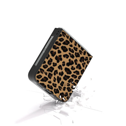 Black Frame Leopard Full Coverage Phone Case, For Samsung Galaxy Z Flip6 / Flip7 FE, For Samsung Galaxy Z Fold6