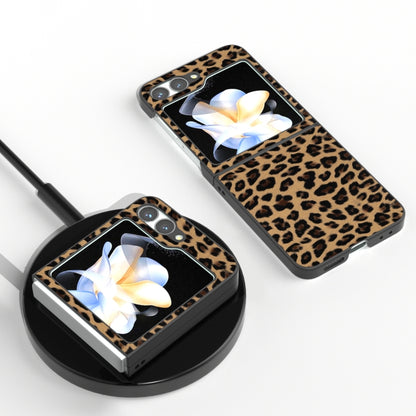 Black Frame Leopard Full Coverage Phone Case, For Samsung Galaxy Z Flip6 / Flip7 FE, For Samsung Galaxy Z Fold6