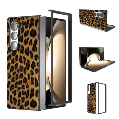Black Frame Leopard Full Coverage Phone Case, For Samsung Galaxy Z Flip6 / Flip7 FE, For Samsung Galaxy Z Fold6