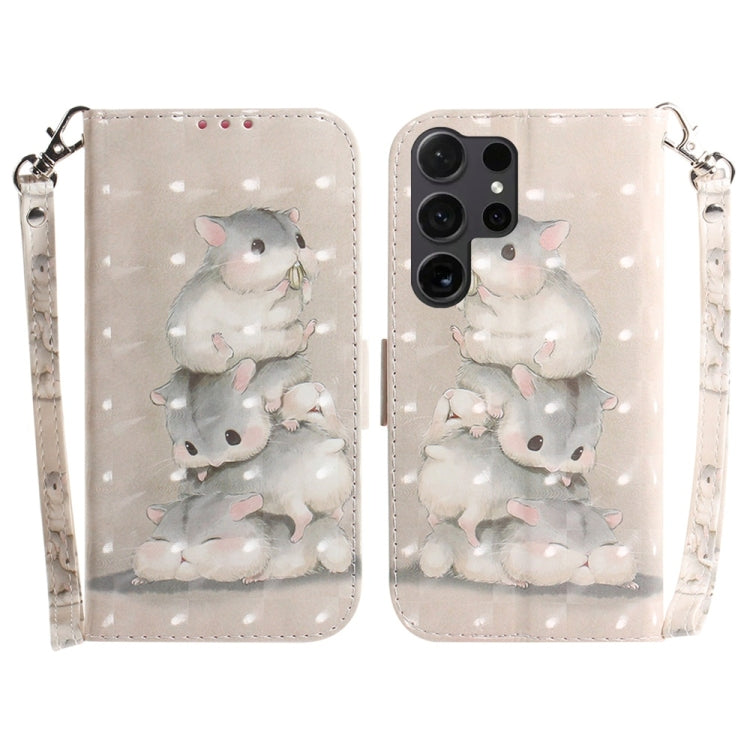 3D Colored Flip Leather Phone Case, For Samsung Galaxy S25+ 5G, For Samsung Galaxy S25 Ultra 5G