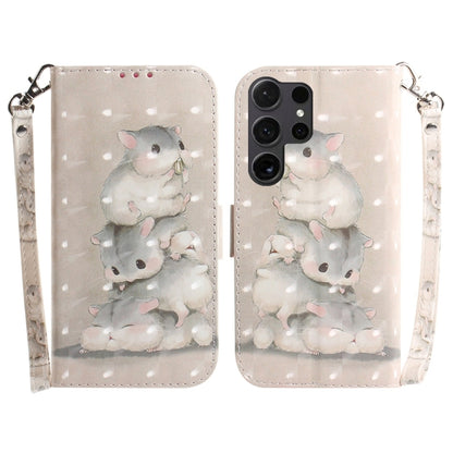 3D Colored Flip Leather Phone Case, For Samsung Galaxy S25+ 5G, For Samsung Galaxy S25 Ultra 5G