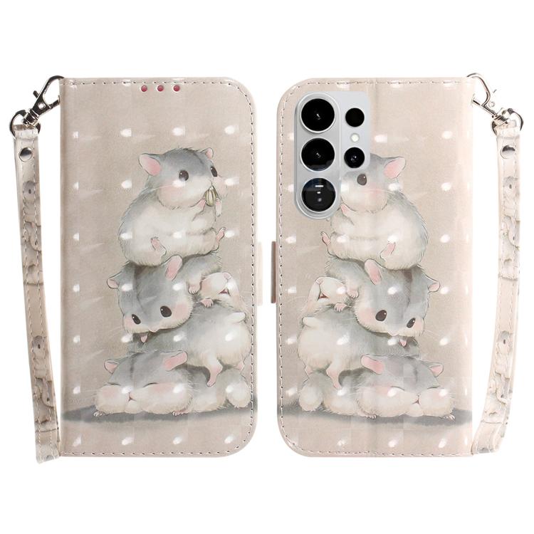 3D Colored Flip Leather Phone Case, For Samsung Galaxy S26 Ultra 5G, For Samsung Galaxy S26 5G