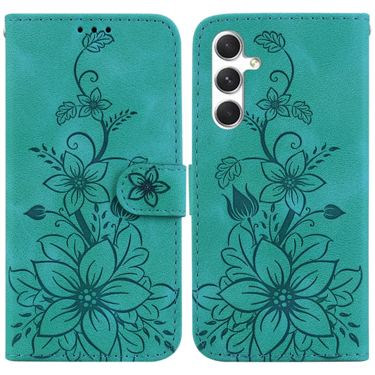 Lily Embossed Leather Phone Case, For Samsung Galaxy S25+ 5G, For Samsung Galaxy S25 Ultra 5G, For Samsung Galaxy S24 FE 5G