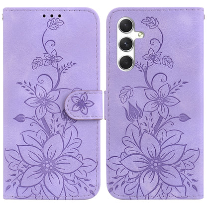 Lily Embossed Leather Phone Case, For Samsung Galaxy S25+ 5G, For Samsung Galaxy S25 Ultra 5G, For Samsung Galaxy S24 FE 5G