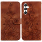 Lily Embossed Leather Phone Case, For Samsung Galaxy S25 Edge 5G, For Samsung Galaxy S25 5G, For Samsung Galaxy S25+ 5G, For Samsung Galaxy S25 Ultra 5G