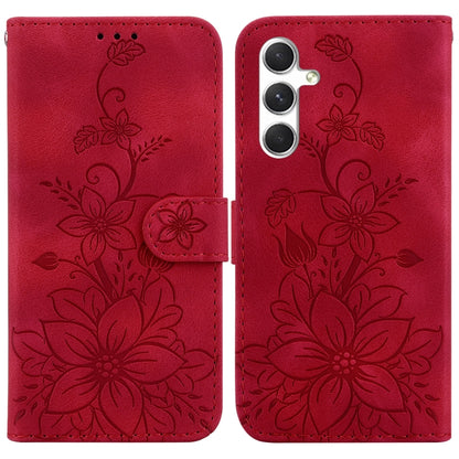 Lily Embossed Leather Phone Case, For Samsung Galaxy S25+ 5G, For Samsung Galaxy S25 Ultra 5G, For Samsung Galaxy S24 FE 5G