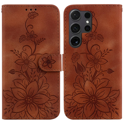 Lily Embossed Leather Phone Case, For Samsung Galaxy S25 Edge 5G, For Samsung Galaxy S25 5G, For Samsung Galaxy S25+ 5G, For Samsung Galaxy S25 Ultra 5G