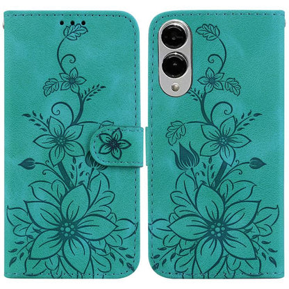 Lily Embossed Leather Phone Case, For Samsung Galaxy S25 FE 5G, For Samsung Galaxy S25 Edge 5G, For Samsung Galaxy S25 5G, For Samsung Galaxy S25+ 5G