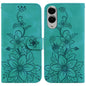 Lily Embossed Leather Phone Case, For Samsung Galaxy S25 FE 5G, For Samsung Galaxy S25 Edge 5G, For Samsung Galaxy S25 5G, For Samsung Galaxy S25+ 5G
