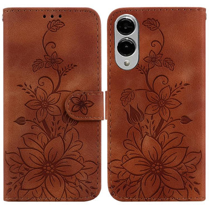 Lily Embossed Leather Phone Case, For Samsung Galaxy S25 FE 5G, For Samsung Galaxy S25 Edge 5G, For Samsung Galaxy S25 5G, For Samsung Galaxy S25+ 5G