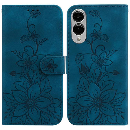 Lily Embossed Leather Phone Case, For Samsung Galaxy S25 Edge 5G, For Samsung Galaxy S25 5G, For Samsung Galaxy S25+ 5G, For Samsung Galaxy S25 Ultra 5G