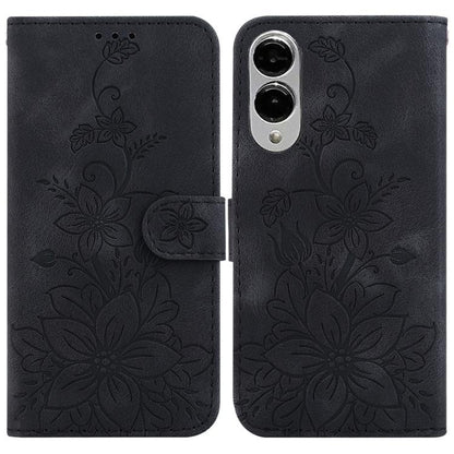 Lily Embossed Leather Phone Case, For Samsung Galaxy S25 Edge 5G, For Samsung Galaxy S25 5G, For Samsung Galaxy S25+ 5G, For Samsung Galaxy S25 Ultra 5G
