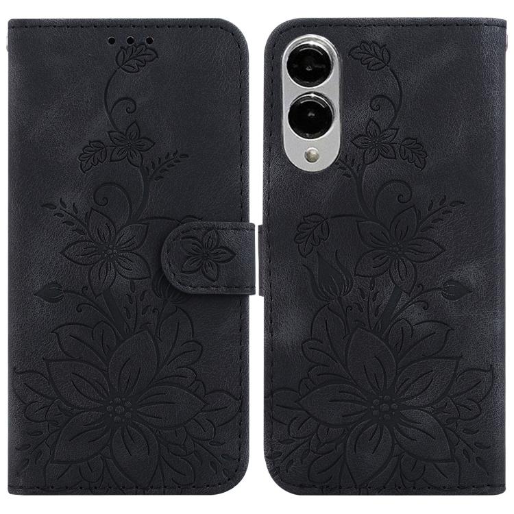 Lily Embossed Leather Phone Case, For Samsung Galaxy S25 FE 5G, For Samsung Galaxy S25 Edge 5G, For Samsung Galaxy S25 5G, For Samsung Galaxy S25+ 5G