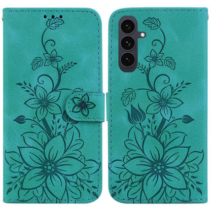 Lily Embossed Leather Phone Case, For Samsung Galaxy S25 FE 5G, For Samsung Galaxy S25 Edge 5G, For Samsung Galaxy S25 5G, For Samsung Galaxy S25+ 5G