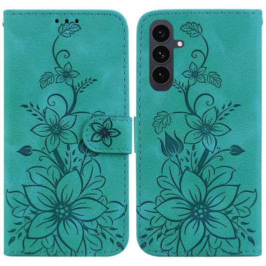 Lily Embossed Leather Phone Case, For Samsung Galaxy S25 FE 5G, For Samsung Galaxy S25 Edge 5G, For Samsung Galaxy S25 5G, For Samsung Galaxy S25+ 5G