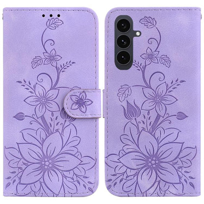 Lily Embossed Leather Phone Case, For Samsung Galaxy S25 FE 5G, For Samsung Galaxy S25 Edge 5G, For Samsung Galaxy S25 5G, For Samsung Galaxy S25+ 5G