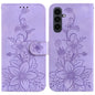 Lily Embossed Leather Phone Case, For Samsung Galaxy S25 FE 5G, For Samsung Galaxy S25 Edge 5G, For Samsung Galaxy S25 5G, For Samsung Galaxy S25+ 5G
