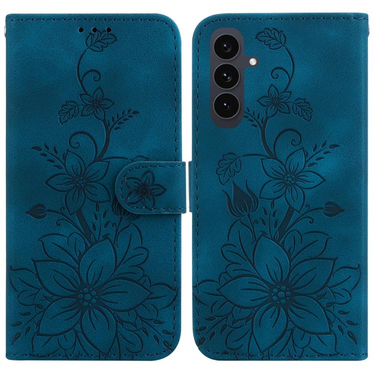 Lily Embossed Leather Phone Case, For Samsung Galaxy S25 FE 5G, For Samsung Galaxy S25 Edge 5G, For Samsung Galaxy S25 5G, For Samsung Galaxy S25+ 5G