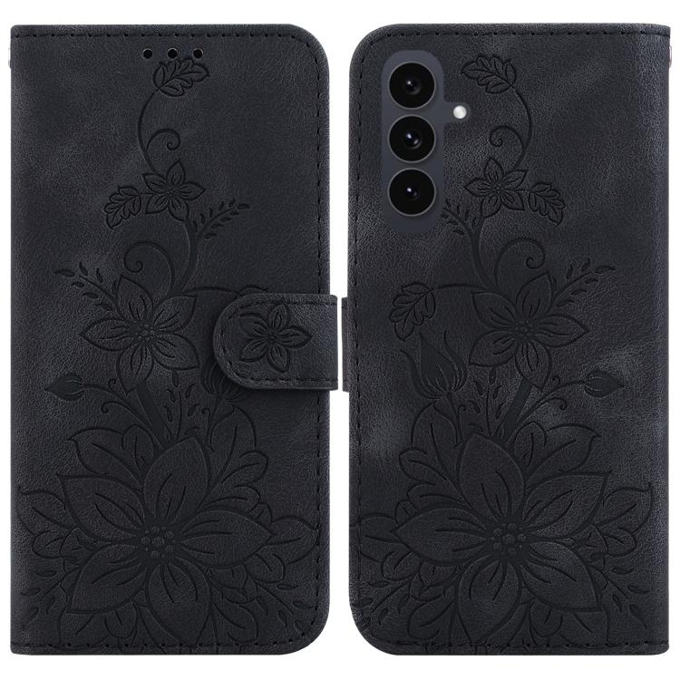 Lily Embossed Leather Phone Case, For Samsung Galaxy S25 FE 5G, For Samsung Galaxy S25 Edge 5G, For Samsung Galaxy S25 5G, For Samsung Galaxy S25+ 5G