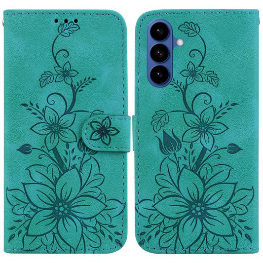Lily Embossed Leather Phone Case, For Samsung Galaxy S26 5G, For Samsung Galaxy S25 FE 5G, For Samsung Galaxy S25 Edge 5G, For Samsung Galaxy S25 5G