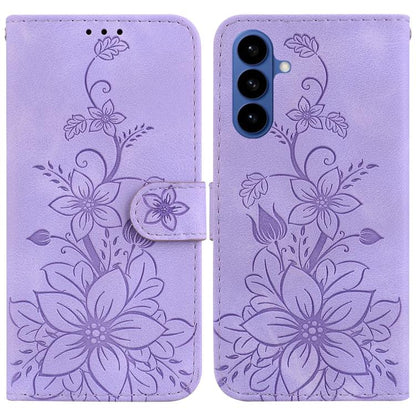 Lily Embossed Leather Phone Case, For Samsung Galaxy S26 5G, For Samsung Galaxy S25 FE 5G, For Samsung Galaxy S25 Edge 5G, For Samsung Galaxy S25 5G