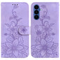 Lily Embossed Leather Phone Case, For Samsung Galaxy S26 5G, For Samsung Galaxy S25 FE 5G, For Samsung Galaxy S25 Edge 5G, For Samsung Galaxy S25 5G
