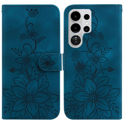 Lily Embossed Leather Phone Case, For Samsung Galaxy S26+ 5G, For Samsung Galaxy S26 Edge 5G, For Samsung Galaxy S26 Ultra 5G, For Samsung Galaxy S26 5G