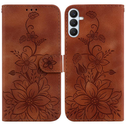 Lily Embossed Leather Phone Case, For Samsung Galaxy S26+ 5G, For Samsung Galaxy S26 Edge 5G, For Samsung Galaxy S26 Ultra 5G, For Samsung Galaxy S26 5G