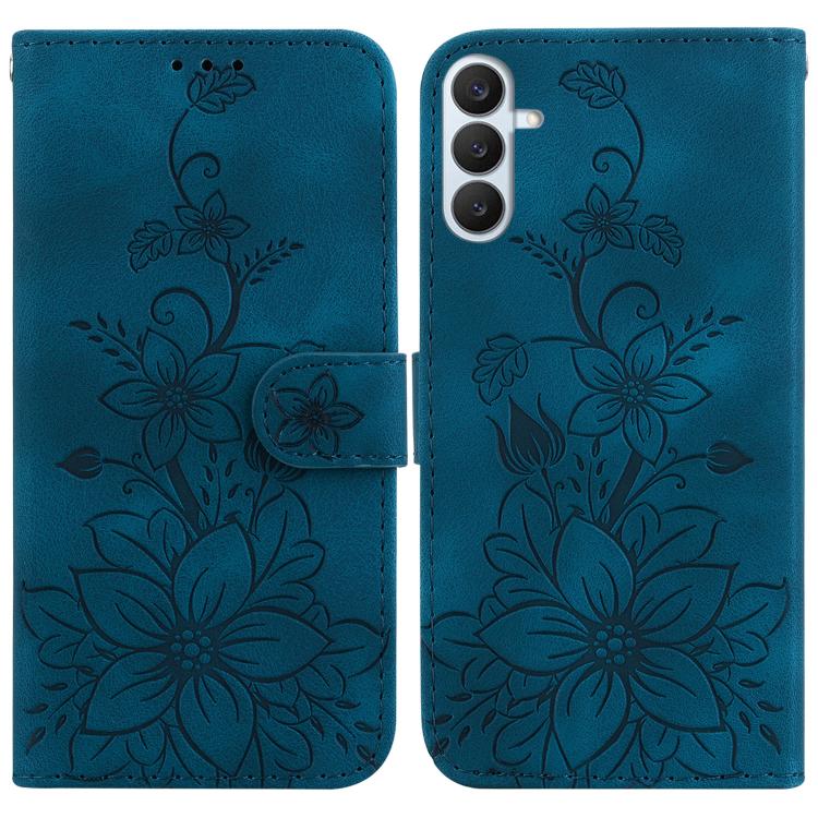 Lily Embossed Leather Phone Case, For Galaxy S26 FE 5G, For Samsung Galaxy S26+ 5G, For Samsung Galaxy S26 Edge 5G, For Samsung Galaxy S26 Ultra 5G