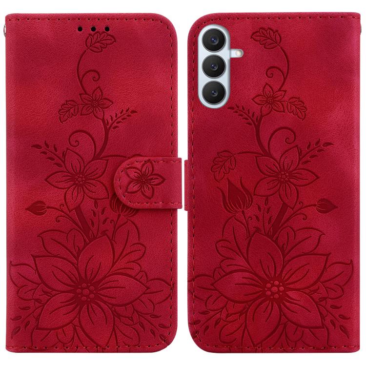 Lily Embossed Leather Phone Case, For Samsung Galaxy S26+ 5G, For Samsung Galaxy S26 Edge 5G, For Samsung Galaxy S26 Ultra 5G, For Samsung Galaxy S26 5G