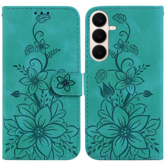 Lily Embossed Leather Phone Case, For Galaxy S26 FE 5G, For Samsung Galaxy S26+ 5G, For Samsung Galaxy S26 Edge 5G, For Samsung Galaxy S26 Ultra 5G